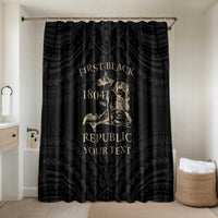 Personalized Haiti First Black Republic Bathroom Set Negre Marron With Map And Flag LT9 Shower Curtain Only Black - Polynesian Pride