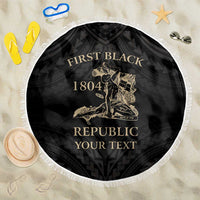 Personalized Haiti First Black Republic Beach Blanket Negre Marron With Map And Flag