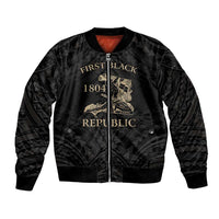 Personalized Haiti First Black Republic Bomber Jacket Negre Marron With Map And Flag
