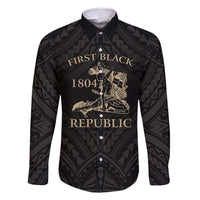 Personalized Haiti First Black Republic Family Matching Long Sleeve Bodycon Dress and Hawaiian Shirt Negre Marron With Map And Flag
