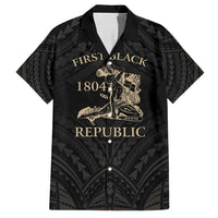 Personalized Haiti First Black Republic Family Matching Short Sleeve Bodycon Dress and Hawaiian Shirt Negre Marron With Map And Flag