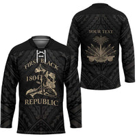 Personalized Haiti First Black Republic Hockey Jersey Negre Marron With Map And Flag - Polynesian Pride