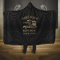 Personalized Haiti First Black Republic Hooded Blanket Negre Marron With Map And Flag LT9 - Polynesian Pride