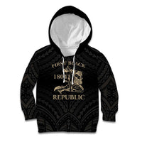 Personalized Haiti First Black Republic Kid Hoodie Negre Marron With Map And Flag LT9 Hoodie Black - Polynesian Pride