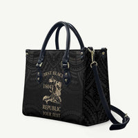 Personalized Haiti First Black Republic Leather Bag Negre Marron With Map And Flag LT9 Black - Polynesian Pride