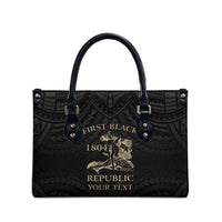 Personalized Haiti First Black Republic Leather Bag Negre Marron With Map And Flag LT9 - Polynesian Pride