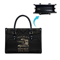 Personalized Haiti First Black Republic Leather Bag Negre Marron With Map And Flag LT9 - Polynesian Pride
