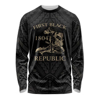 Personalized Haiti First Black Republic Long Sleeve Shirt Negre Marron With Map And Flag LT9 Unisex Black - Polynesian Pride