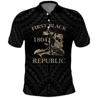 Personalized Haiti First Black Republic Polo Shirt Negre Marron With Map And Flag LT9 Black - Polynesian Pride