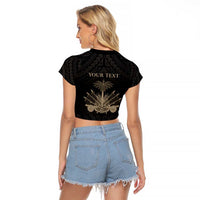 Personalized Haiti First Black Republic Raglan Cropped T Shirt Negre Marron With Map And Flag