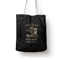 Personalized Haiti First Black Republic Tote Bag Negre Marron With Map And Flag - Polynesian Pride