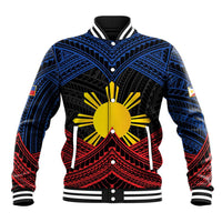 Personalized Philippines Baseball Jacket Polynesian Tribal Tattoo with Filipino Flag Motif