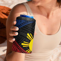 Personalized Philippines 4 in 1 Can Cooler Tumbler Polynesian Tribal Tattoo with Filipino Flag Motif