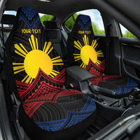 Personalized Philippines Car Seat Cover Polynesian Tribal Tattoo with Filipino Flag Motif
