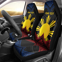 Personalized Philippines Car Seat Cover Polynesian Tribal Tattoo with Filipino Flag Motif