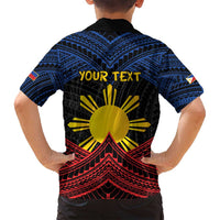 Personalized Philippines Family Matching Off Shoulder Short Dress and Hawaiian Shirt Polynesian Tribal Tattoo with Filipino Flag Motif