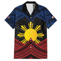 Personalized Philippines Family Matching Short Sleeve Bodycon Dress and Hawaiian Shirt Polynesian Tribal Tattoo with Filipino Flag Motif