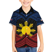 Personalized Philippines Family Matching Summer Maxi Dress and Hawaiian Shirt Polynesian Tribal Tattoo with Filipino Flag Motif