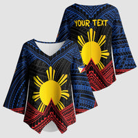 Personalized Philippines Kimono Sleeve Blouse Polynesian Tribal Tattoo with Filipino Flag Motif - Polynesian Pride