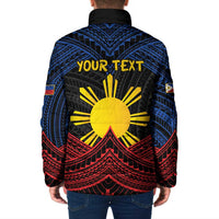 Personalized Philippines Padded Jacket Polynesian Tribal Tattoo with Filipino Flag Motif LT9 - Polynesian Pride