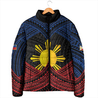 Personalized Philippines Padded Jacket Polynesian Tribal Tattoo with Filipino Flag Motif LT9 - Polynesian Pride