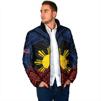 Personalized Philippines Padded Jacket Polynesian Tribal Tattoo with Filipino Flag Motif LT9 - Polynesian Pride