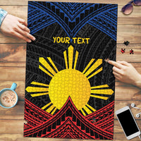 Personalized Philippines Puzzle Polynesian Tribal Tattoo with Filipino Flag Motif LT9 Black - Polynesian Pride