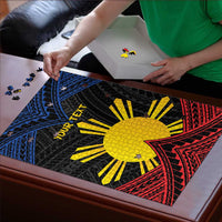 Personalized Philippines Puzzle Polynesian Tribal Tattoo with Filipino Flag Motif LT9 - Polynesian Pride
