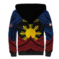 Personalized Philippines Sherpa Hoodie Polynesian Tribal Tattoo with Filipino Flag Motif