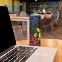Personalized Philippines Skinny Tumbler Polynesian Tribal Tattoo with Filipino Flag Motif