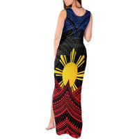 Personalized Philippines Tank Maxi Dress Polynesian Tribal Tattoo with Filipino Flag Motif