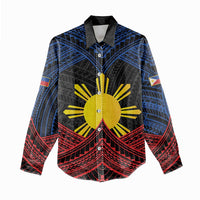 Personalized Philippines Women Casual Shirt Polynesian Tribal Tattoo with Filipino Flag Motif