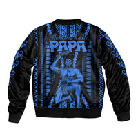 Aotearoa Father's Day Gift For Dad Sleeve Zip Bomber Jacket Aroha Ahau Ki A Koe Papa - Blue Maori Style Pattern LT9 - Polynesian Pride