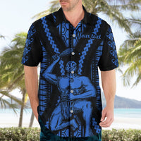 Personalised Aotearoa Father's Day Gift For Dad Hawaiian Shirt Aroha Ahau Ki A Koe Papa - Blue Maori Style Pattern LT9 - Polynesian Pride