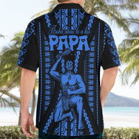 Personalised Aotearoa Father's Day Gift For Dad Hawaiian Shirt Aroha Ahau Ki A Koe Papa - Blue Maori Style Pattern LT9 - Polynesian Pride