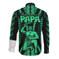 Maori Fathers Day New Zealand Long Sleeve Button Shirt Aroha Ahau Ki A Koe Papa - Green LT9 - Polynesian Pride