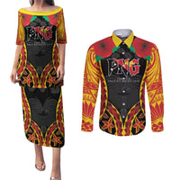 Personalised Papua New Guinea Remembrance Day Couples Matching Puletasi and Long Sleeve Button Shirt LT9 Red - Polynesian Pride