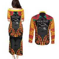Personalised Papua New Guinea Remembrance Day Couples Matching Puletasi and Long Sleeve Button Shirt