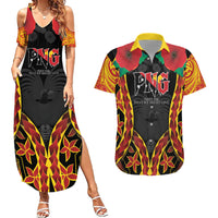 Personalised Papua New Guinea Remembrance Day Couples Matching Summer Maxi Dress and Hawaiian Shirt LT9 Red - Polynesian Pride