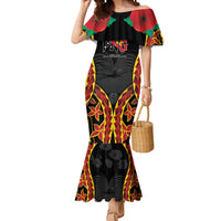 Personalised Papua New Guinea Remembrance Day Mermaid Dress LT9 Women Red - Polynesian Pride