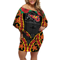 Personalised Papua New Guinea Remembrance Day Off Shoulder Short Dress LT9 Women Red - Polynesian Pride