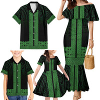 New Zealand Maori Kowhaiwhai Family Matching Mermaid Dress and Hawaiian Shirt Kakariki Maui and Mangopare