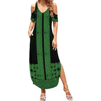 New Zealand Maori Kowhaiwhai Family Matching Summer Maxi Dress and Hawaiian Shirt Kakariki Maui and Mangopare