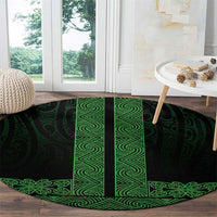 New Zealand Maori Kowhaiwhai Round Carpet Kakariki Maui and Mangopare