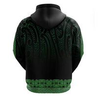 New Zealand Maori Kowhaiwhai Zip Hoodie Kakariki Maui and Mangopare