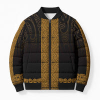 New Zealand Maori Kowhaiwhai Bomber Puffer Jacket Karaka Maui and Mangopare - Polynesian Pride