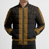New Zealand Maori Kowhaiwhai Bomber Puffer Jacket Karaka Maui and Mangopare - Polynesian Pride