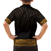 New Zealand Maori Kowhaiwhai Family Matching Off Shoulder Short Dress and Hawaiian Shirt Karaka Maui and Mangopare