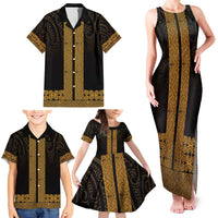 New Zealand Maori Kowhaiwhai Family Matching Tank Maxi Dress and Hawaiian Shirt Karaka Maui and Mangopare