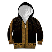 New Zealand Maori Kowhaiwhai Kid Hoodie Karaka Maui and Mangopare